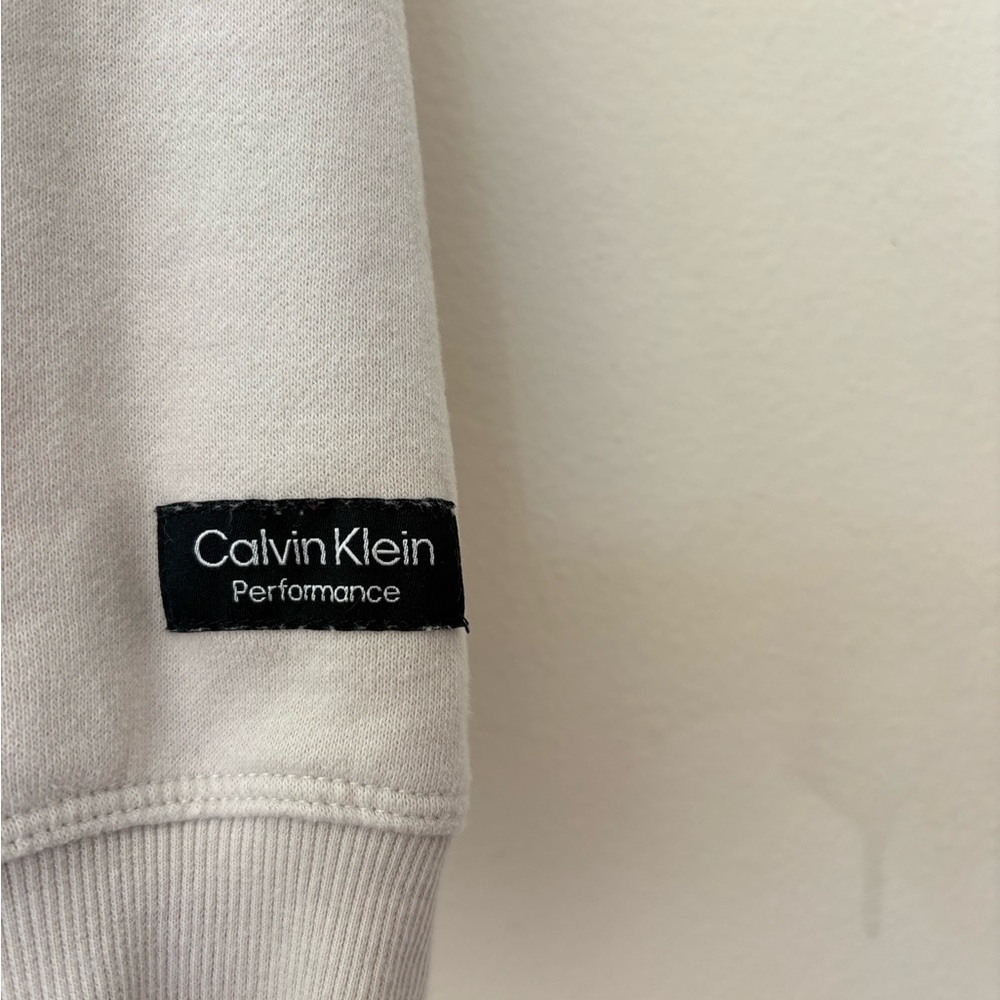 Calvin Klein Performance Cream Hoodie Mens Medium Light Pullover Sweatshirt - Picture 3 of 5